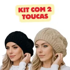 Kit COM 2 TOUCAS Beanie Femininas | Trança Inverno Quente | Cores Variadas e Elegantes.