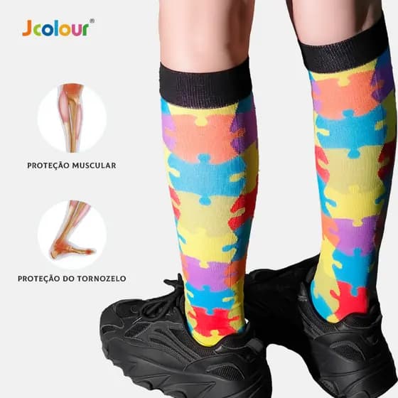 Meias de pressão multi-coloridas coloridas para mulheres de prevenção de varizes meias elásticas