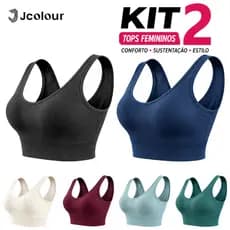 Jcolour Kit 2 Sutiã sem pescoço feminino decotado sutiã esportes para fitness ioga corrida