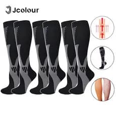 Jcolour Kit 2&3 Pares Meias de Compressão Esportivas para Futebol e Atividades ao Ar Livre Unissex Previnem Varizes