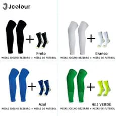 Jcolour Kit Meias masculinas com caneleira + meias de futebol antiderrapantes