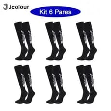 Jcolour Kit 6 Meias de Futebol Masculino Cano Longo Antiderrapantes Meias Esportivas Respiráveis