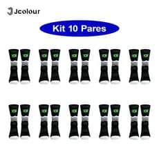 Jcolour Meias Futebol Copa Kit 10 Antiderrapante Respirável Conforto Esportes