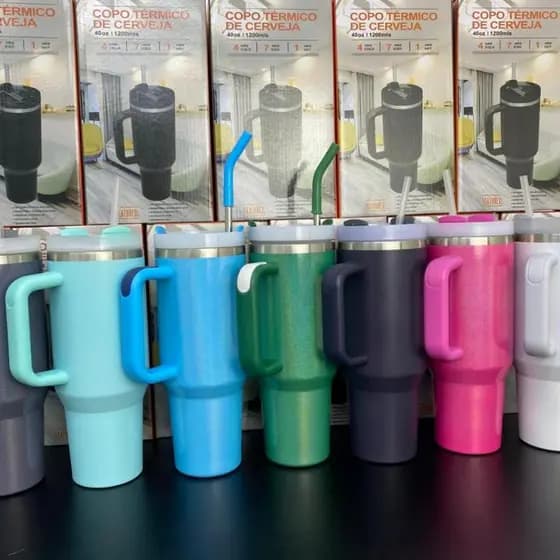 Garrafa Térmica Inox 1,2L com Tampa e canudo