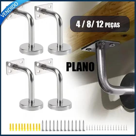 4/8/12x Suporte de parede plano em aço inoxidável 304 Conector para corrimão de escadas Suporte para balaustrada