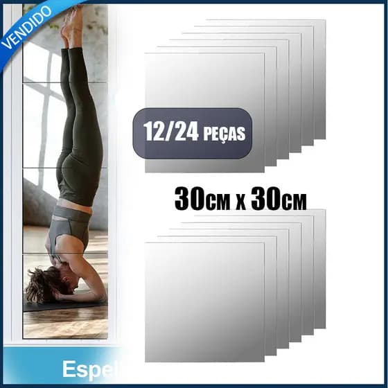 12/24 pçs Espelho de parede Espelho macio 30x30cm Espelho acrílico com adesivo Espelho de corpo inteiro Espelho plástico