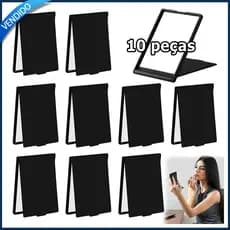 10 peças Espelho de Bolsa Espelho Real Espelho de maquilhagem quadrado espelho de bolsa espelho mágico - Preto