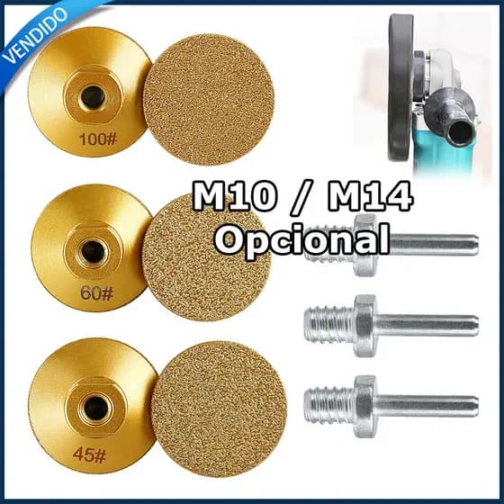 Disco de polimento com solda de diamante 100# 60# 45# 50 mm para esmeril angular M10/M14 com adaptador