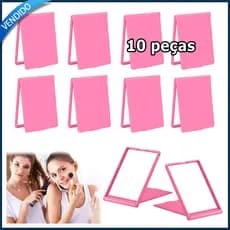 10 peças Espelho de Bolsa Espelho Real Espelho de maquilhagem quadrado espelho de bolsa espelho mágico - Rosa