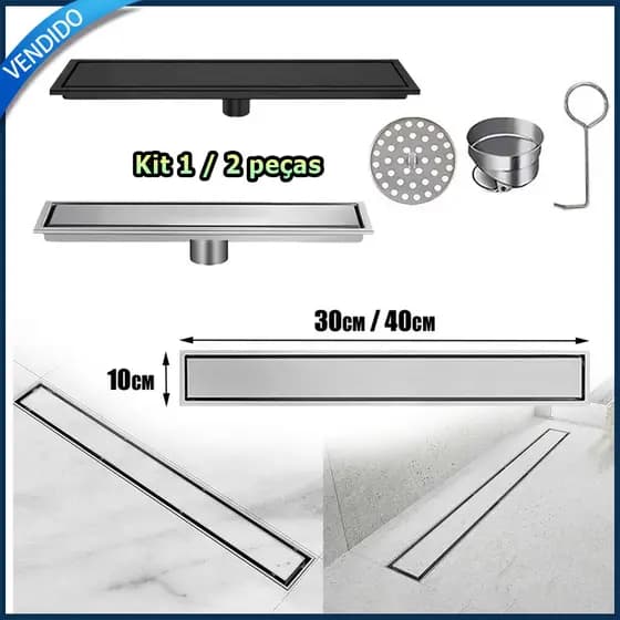 Kit Ralo oculto de aço inoxidável ralo linear para chuveiro ralo retangular de aço inoxidável para chuveiro 10x30/40cm