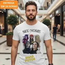 Camiseta com Estampa Personalizada com Foto e Nome | Presente Personalizado Família Casal Amigos