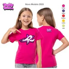 Camiseta Básica Infantil Estampada Clube dos Rosas Emily Vicki Moderno Tecido Leve Confortável