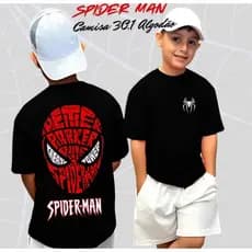 Camiseta Infantil Estampada Básica Spider-Man Homem Aranha Peito e Costas Confortável Algodão Premium Dia Das Crianças