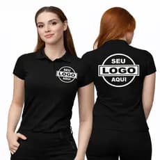 Camisa Polo Feminina Personalizada com Logo Estampado Frente e Costas Uniforme