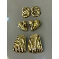 Kit com 3 Pares de Brincos Femininos Dourados Elegantes e Delicados