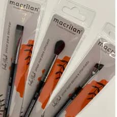 Kit 3 Pincéis Macrilan Profissional | Pincel de Esfumar + Pincel para Sobrancelha + Pincel Oval para Côncavo | Maquiagem