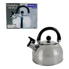 Chaleira Inox 2 Litros Com Tampa E Apito Prática Segura Café Inox