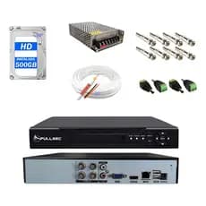 Kit Cftv Instalação Dvr 4 Canais Cabo 100m Conector Hd 500gb