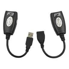 Cabo Adaptador F3 Extensor Usb Rj-45 Preto 15 Cm