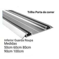 Trilho Inferior Duplo Resistente para Portas de Correr de Guarda-Roupa e Armário