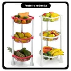 Fruteira Redonda  Colorida Frutas Cesto Organizador Multiuso 3 Andares Resistente
