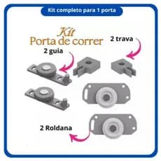 Kit Roldana Porta de Correr para Guarda Roupas armarios e Gabinete Rodizio Guia e Trava de Porta