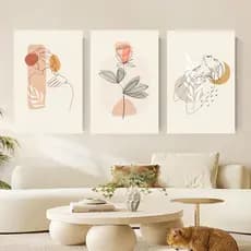 Quadros Decorativos 3pcs Pintura decorativa Sala de estar Arte de parede de flores Quarto Arte de parede pendente