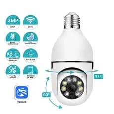Câmera Vigilância Wi-Fi Soquete E27 - 1080P, Rotação 355°, Visão Colorida à Noite, Detecção Humana, À Prova D'Água, APP