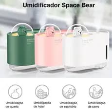 【URSO ESPAÇAL FOFO】Diffusor de Aromaterapia 300ml, Umidificador de Ar USB com Luz Noturna LED 7 Cores, Toque Suave, Pres