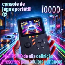 Console Portátil Q2 com 10.000+ Jogos Grátis - 64GB Incluso, 10 Emuladores (PS1/MAME/SFC/GB/NEOGEO)