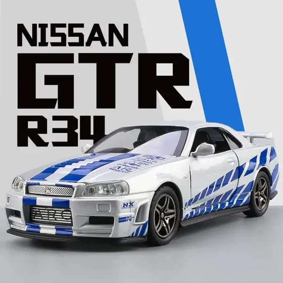 Nissan SKYLINE GTR R34 Carros Esportivos Alloy Portas, Brinquedo Fast and Furious