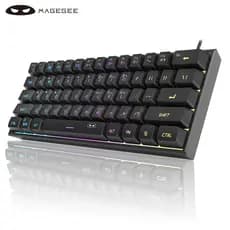Teclado Gamer MageGee TS91 Mini 60% Ultracompacto retroiluminado RGB de 61 teclas mecânica ergonômica