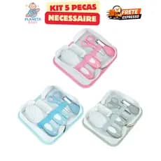 Kit Higiene Infantil Pimpolho com Maleta Necessaire Guardar Transporte Azul Rosa Cinza Menino Menina