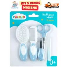 Kit Higiene 5 Pecas Pimpolho Unha Cortador Pente Escova Azul Menino