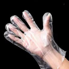 Luvas de Plástico Transparente 100 UN – Descartáveis, À Prova de Óleo Impermeável