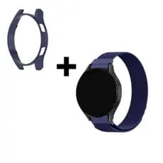 Case Protetora com pelicula de vidro Watch 7+ Pulseira de metal de aço inoxidavel para Samsung Galaxy Watch 7