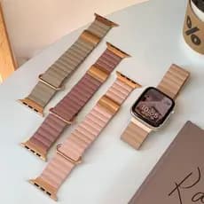 Pulseira couro Magnética com fecho Dobrável Premium para Apple Watch
