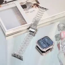 Pulseira Gomada Elos Transparente + Capa Case TPU Para AppleWatch 38m 40m 41m 42m 44m 45m 46m 49m
