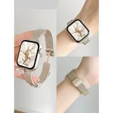 Pulseiral Milanese  FINO Brilhante fecho de imã para Apple Watch e Smartwatch 38/40/41/42/44/45/49mm