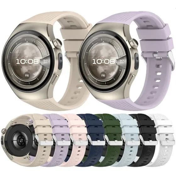 Pulseira Silicone Esportiva Huawei Watch 5 42mm 46mm Texturizada Confortável Ajustável