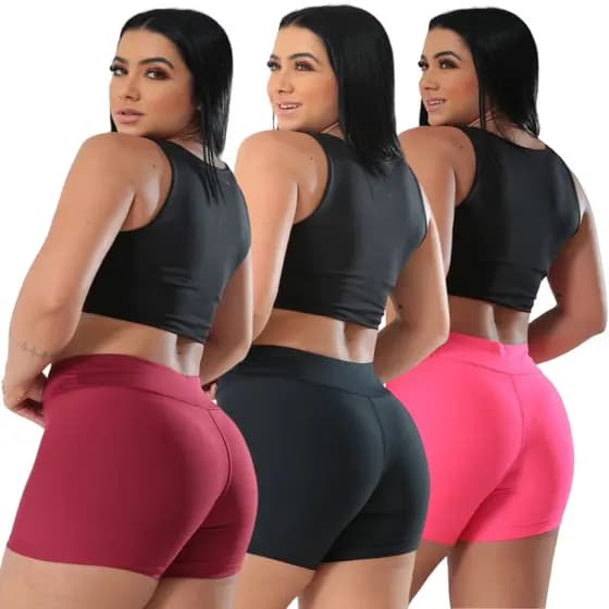 KIT 03 Shorts Feminino Short Feminino Shorts legging Academia Caminhada