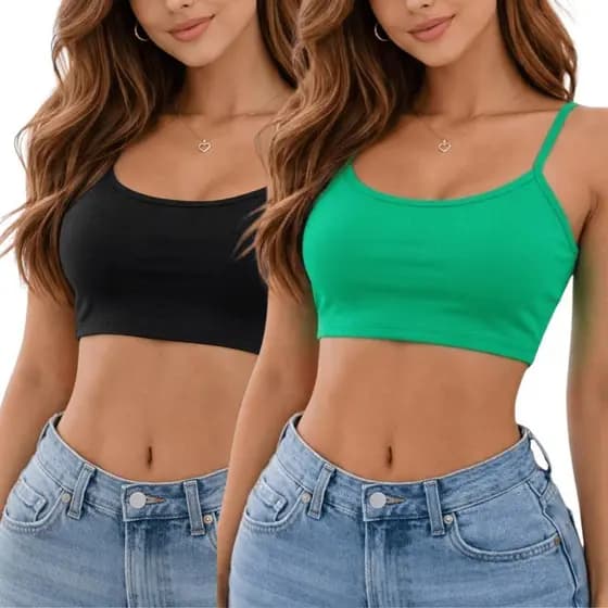 Kit 2 Cropped Feminino Alcinha Moda Verão Praia Academia  Piscina Leve