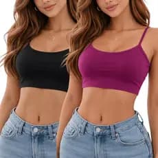Kit 2 Top Cropped Feminino Alcinha  Básico  Dia a Dia Confortável e confortável