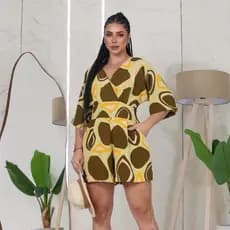 Macaquinho Manga Longa Estampado Feminino Duna