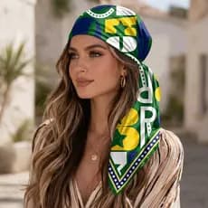 Lenço Bandana Estampado Brasil Copacabana Tropical Brasileiro Helanca 60cm ou 90cm Cabeça Cabelo