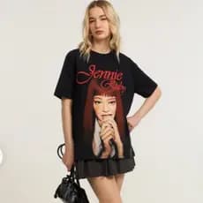 Camiseta Basica e Oversized t-shirt Jennie Ruby do Grupo K-pop Blackpink Jennie Kim Ruby Album Tour