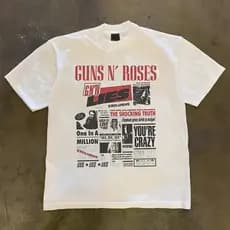 Camiseta Basica e OVERSIZED Guns N Roses Lies Newspaper Vintage Banda Rock Unissex
