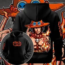 Moletom Canguru Blusa De Frio Asce Ace Puinho De Fogo Barba Branca Capitao One Piece Anime Unissex