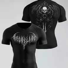 Camiseta Compressao Apertada Fitness Gym Academia Streetwear Gotico Ghostemane Caveira Dark Esqueleto