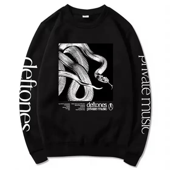 Moletom Careca Gola Redonda Deftones Private Music Snake Sacto Adrenaline World Tour Unissex